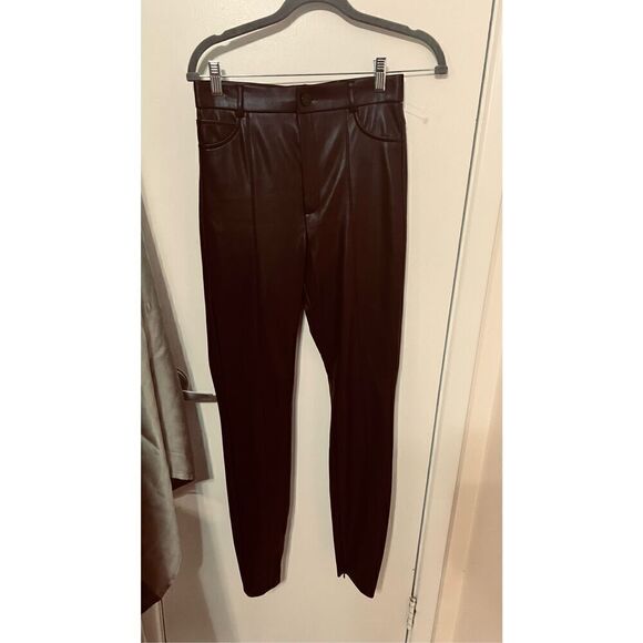 ZARA BROWN FAUX LEATHER WOMENS PANTS SIZE S - Picture 1 of 13